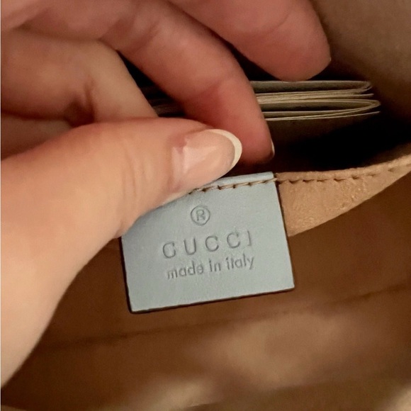 Authentic Gucci GG Marmont Calfskin Crossbody Chain Shoulder Bag Blue - Picture 7 of 14